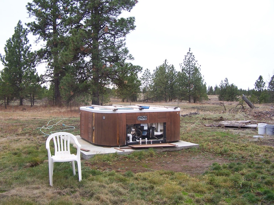 4 hot tub in place